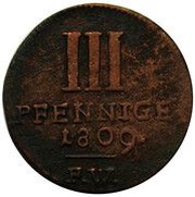3 Pfennige - Frederick Charles August, Germany, 1809-1810 reverse image