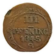 3 Pfenning - Frederick Francis II, Germany, 1845 reverse image
