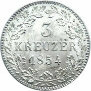 3 Kreuzers - William I, Germany, 1842-1856 reverse image