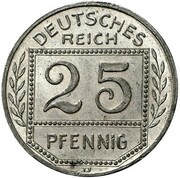 25 Pfennig - Wilhelm II Pattern, Germany, 1908 reverse image