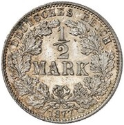 ½ Mark - Wilhelm I Pattern, Germany, 1877 reverse image