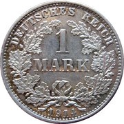1 Mark - Wilhelm II type 2 - small shield, Germany, 1891-1916 reverse image