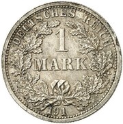 1 Mark - Wilhelm II type 2 - small shield - Pattern, Germany, 1910-1916 reverse image