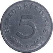 5 Reichspfennig Allied Occupation reverse image