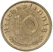 10 Reichspfennig Allied Occupation - Pattern reverse image