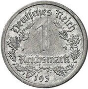 1 Reichsmark Pattern, Germany, 1935 reverse image