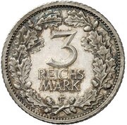 3 Reichsmark Pattern, Germany, 1932 reverse image