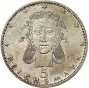 5 Reichsmark Pattern, Germany, 1925 reverse image