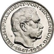 5 Reichsmark Paul von Hindenburg - Pattern, Germany, 1927 reverse image