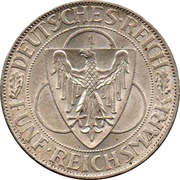 5 Reichsmark Liberation of Rhineland obverse image