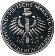 5 Deutsche Mark Max Pettenkofer obverse image