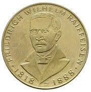5 Deutsche Mark Friedrich Wilhelm Raiffeisen - Pattern, Germany, 1968 reverse image