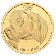 100 Euros Olympics - Torch runner reverse image