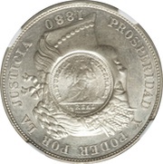 1 Peso Counterstamped coinage reverse image