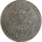 20 Kreuzers - Joseph II, as co-ruler Gyulafehérvár/Weissenburg obverse image