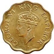 1 Anna - George VI 2nd portrait, small crown, low relief obverse image