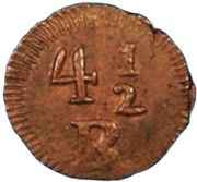 4½ Reis - Maria II Goa Mint, India, 1840-1848 reverse image