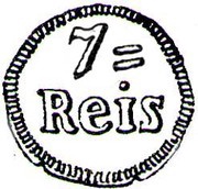 7½ Reis "7=" - João VI Small armillary sphere - Goa mint reverse image