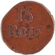 15 Réis - João VI Diu mint, India, 1816-1826 reverse image