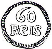 60 Réis - João VI Diu mint, India, 1816-1826 reverse image