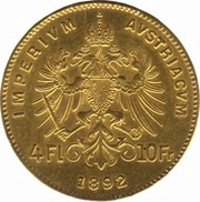 4 Florins / 10 Francs - Francis Joseph I reverse image