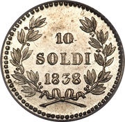 10 Soldi - Carlo Ludovico I, Italy, 1833-1838 reverse image