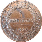 1 Centesimo - Carlo Felice, Italy, 1826 reverse image