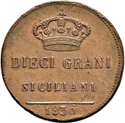 10 Grani - Ferdinando II, Italy, 1835-1836 reverse image