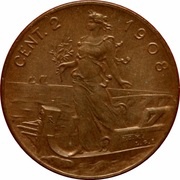 2 Centesimi - Victor Emmanuel III, Italy, 1908-1917 reverse image