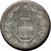 1 Lira - Umberto I, Italy, 1883-1900 reverse image