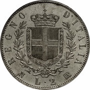 2 Lire - Victor Emmanuel II, Italy, 1863 reverse image