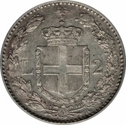 2 Lire - Umberto I, Italy, 1881-1899 reverse image