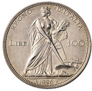 100 Lire - Victor Emmanuel III, Italy, 1926 reverse image