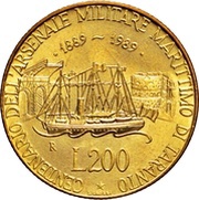 200 Lire Taranto Naval Arsenal reverse image