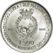 500 Lire Galileo Galilei, Italy, 1982 reverse image