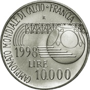 10 000 Lire 1998 World Cup, Italy, 1998 reverse image