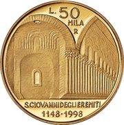 50 000 Lire Church of San Giovanni degli Eremiti, Italy, 1998 reverse image