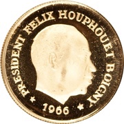 10 Francs CFA Félix Houphouët-Boigny 1966 Ivory Coast Gold (.900) Coin ...