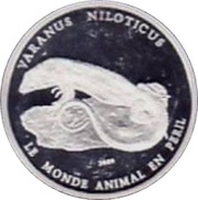 1000 Francs CFA Varanus Niloticus, Ivory Coast, 2009 reverse image