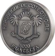 5000 Francs CFA Rhino obverse image