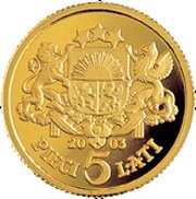 5 Lati Commemorative coin "Five lats" reverse image