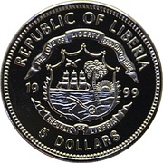 5 Dollars Parliament Athena obverse image