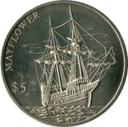 5 Dollars Mayflower smaller issue, Liberia, 2000 reverse image