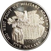 5 Dollars West Point Military Academy, Liberia, 2001 reverse image