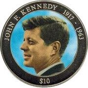 10 Dollars John F. Kennedy, Liberia, 2000 reverse image