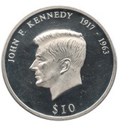 10 Dollars John F. Kennedy, Liberia, 2000 reverse image