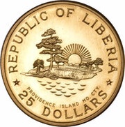 25 Dollars 70th Birthday of President Tubman obverse image