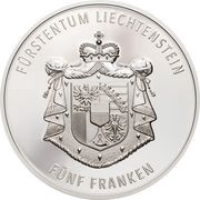 5 Franken - Anton Florian 300 Year Liechtenstein reverse image