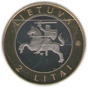 2 Litai Palanga; colourized obverse image