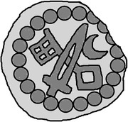 Denier Bracteate - Anonymous Sword right; key left and down; moon left reverse image